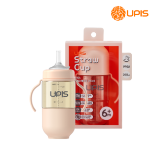 Bình tập uống nước Upis Hàn Quốc cho bé từ 6M+ 260ml màu hồng